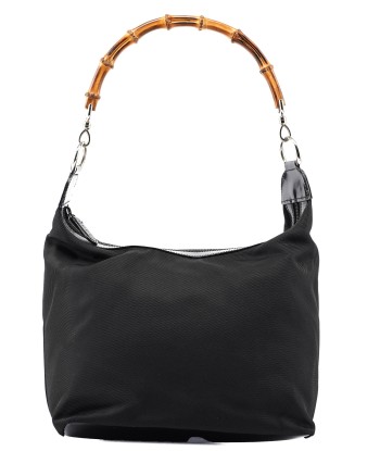 Black Canvas Bamboo Shoulder Bag plus qu'un jeu 