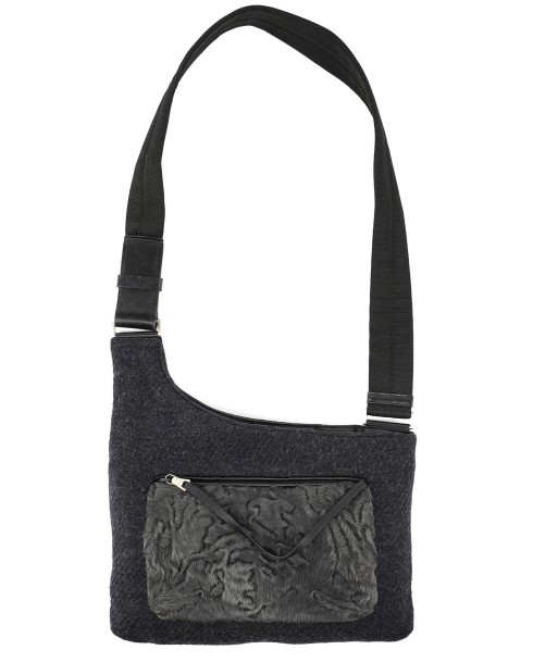 Anthracite Fur Wool Shoulder Bag Comparez plus de prix