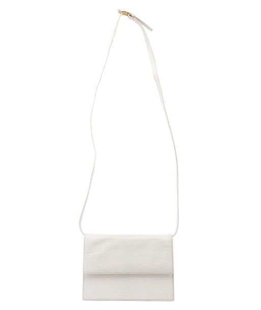 White Leather Lizard Embossed Bag la colonne vertébrale