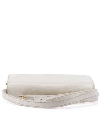 White Leather Lizard Embossed Bag la colonne vertébrale