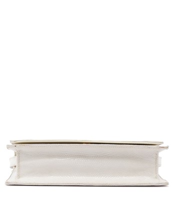 White Leather Lizard Embossed Bag la colonne vertébrale