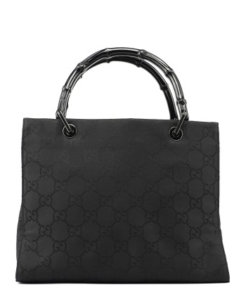 Black GG Bamboo Tote en linge