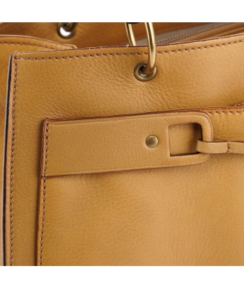 Beige Leather Dual Handle Bamboo Tote la livraison gratuite