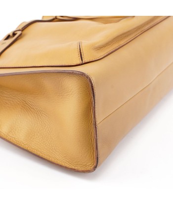 Beige Leather Dual Handle Bamboo Tote la livraison gratuite