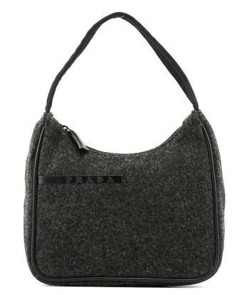 Anthracite Wool Mini Hobo Bag en ligne des produits 