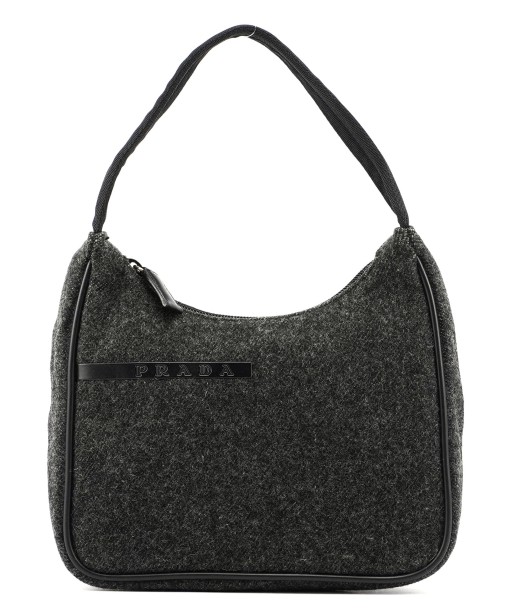 Anthracite Wool Mini Hobo Bag en ligne des produits 