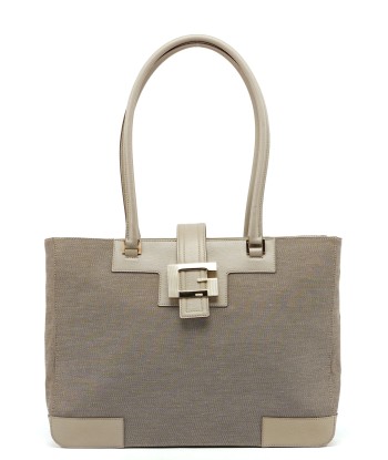 Beige Canvas Square G Tote Bag de technologie