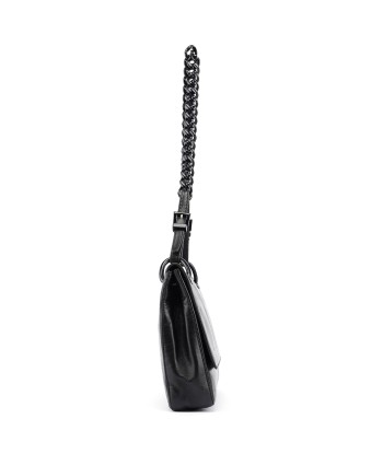 Black Calfskin Plastic Chain Shoulder Bag de pas cher