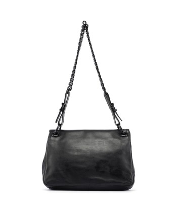 Black Calfskin Plastic Chain Shoulder Bag de pas cher