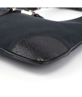 Black Canvas Bamboo Jackie Shoulder Bag en ligne des produits 