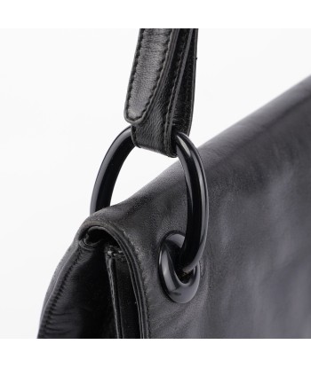 Black Calfskin Plastic Chain Shoulder Bag de pas cher