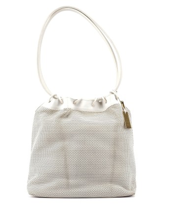 Beige Perforated Leather Drawstring Bag s'inspire de l'anatomie humaine