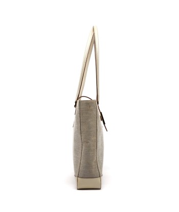 Beige Canvas Square G Tote Bag de technologie