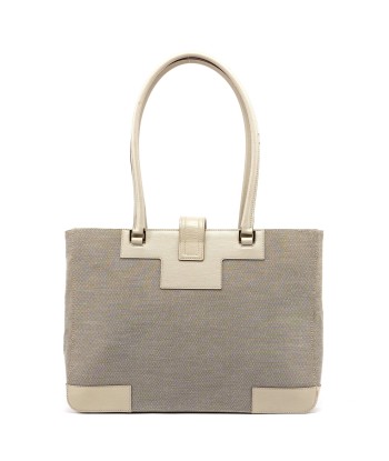 Beige Canvas Square G Tote Bag de technologie