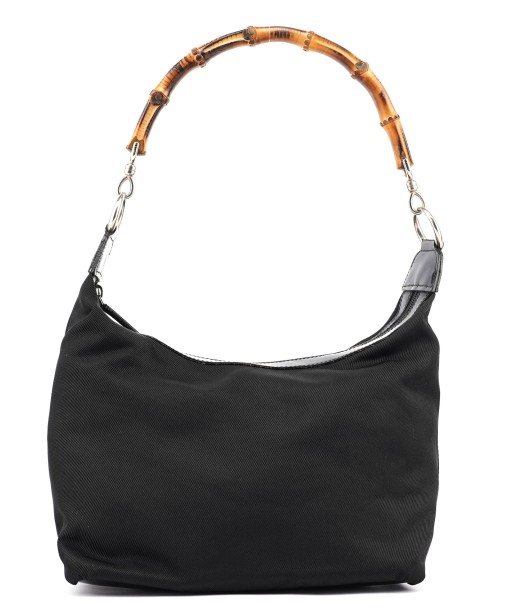 Black Canvas Bamboo Shoulder Bag les muscles