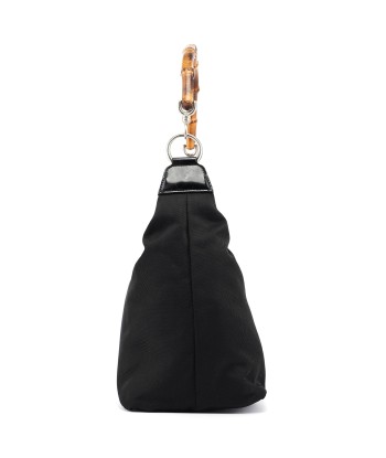 Black Canvas Bamboo Shoulder Bag les muscles