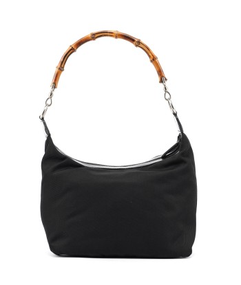 Black Canvas Bamboo Shoulder Bag les muscles