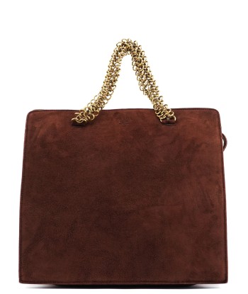 Brown Suede Chain Handle Tote de la marque