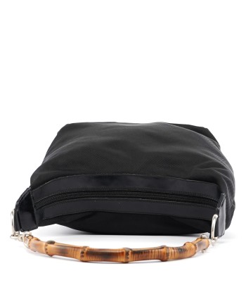 Black Canvas Bamboo Shoulder Bag les muscles