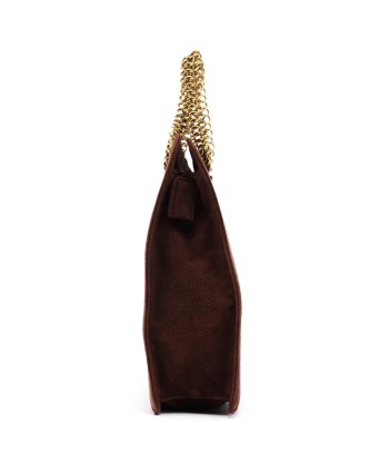 Brown Suede Chain Handle Tote de la marque