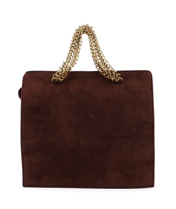 Brown Suede Chain Handle Tote de la marque