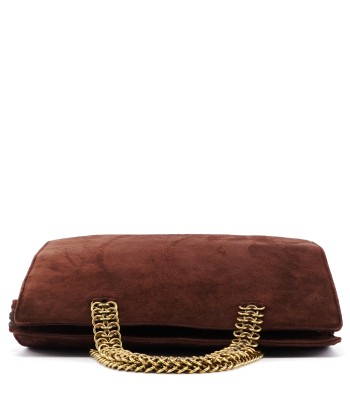 Brown Suede Chain Handle Tote de la marque