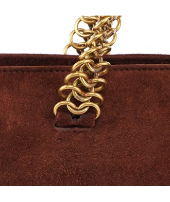 Brown Suede Chain Handle Tote de la marque