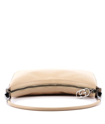 Beige Leather Hobo Shoulder Bag pas cheres