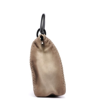 Beige Suede Wood Handle Shoulder Bag shop