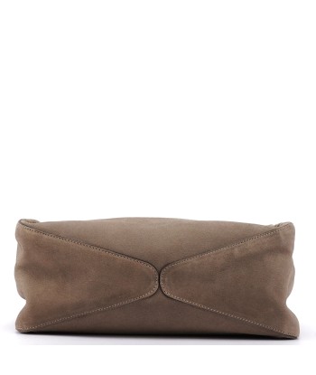 Beige Suede Wood Handle Shoulder Bag shop