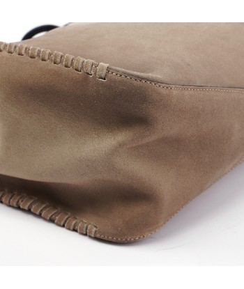 Beige Suede Wood Handle Shoulder Bag shop