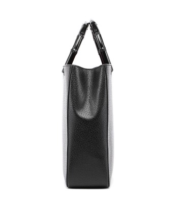 Black Leather Bamboo Tote Paris Déstockage Promo