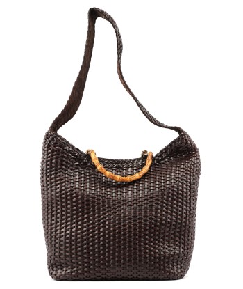 1996 Brown Woven Bamboo 2-Way Bag Fin de série