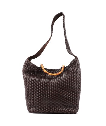 1996 Brown Woven Bamboo 2-Way Bag Fin de série