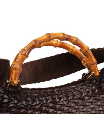 1996 Brown Woven Bamboo 2-Way Bag Fin de série