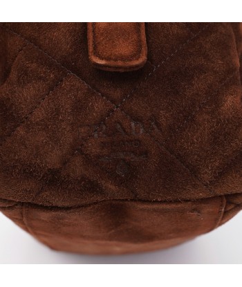 Brown Quilted Suede Handbag basket pas cher