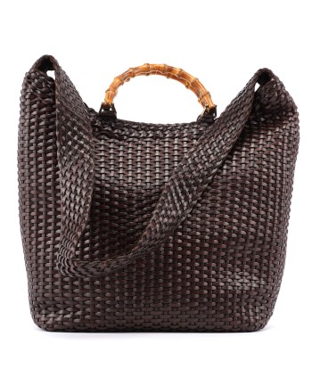 1996 Brown Woven Bamboo 2-Way Bag Fin de série