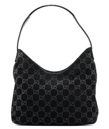 Black Suede GG Hobo Shoulder Bag Véritable concentré