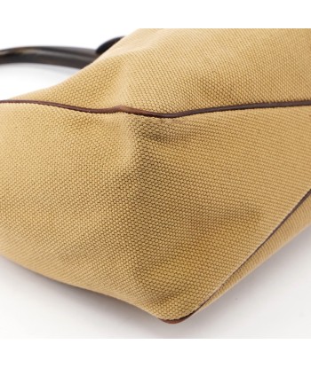 Beige Canvas Wood Handle Shoulder Bag suggérées chez