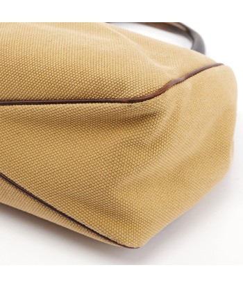 Beige Canvas Wood Handle Shoulder Bag suggérées chez