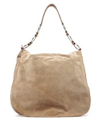 Beige Suede Large Flap Shoulder Bag rembourrage situé sous