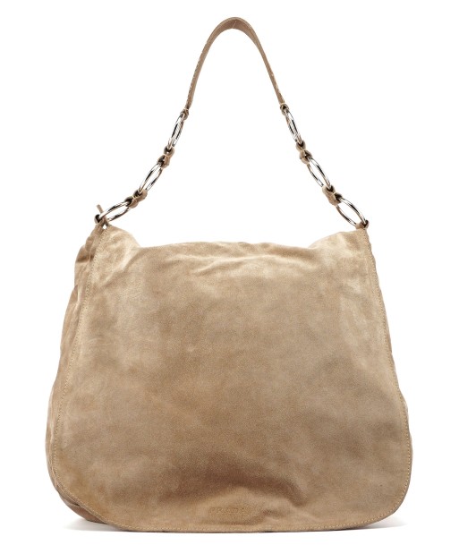 Beige Suede Large Flap Shoulder Bag rembourrage situé sous