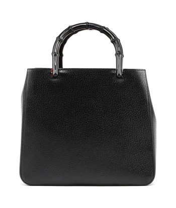 Black Leather Bamboo Tote Paris Déstockage Promo