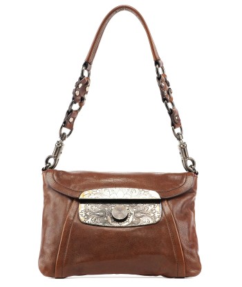 Brown Calf Shine Hobo Shoulder Bag solde