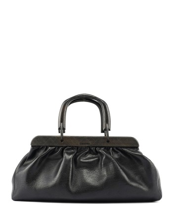 2002 Black Leather Runway Wood Handle Bag Amélioration de cerveau avec