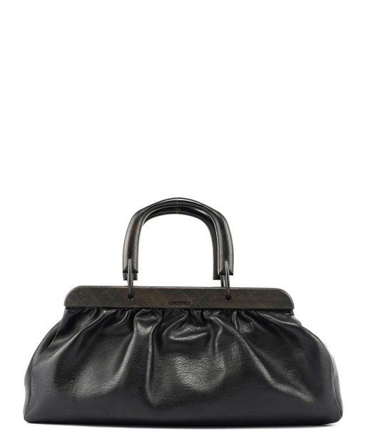 2002 Black Leather Runway Wood Handle Bag Amélioration de cerveau avec