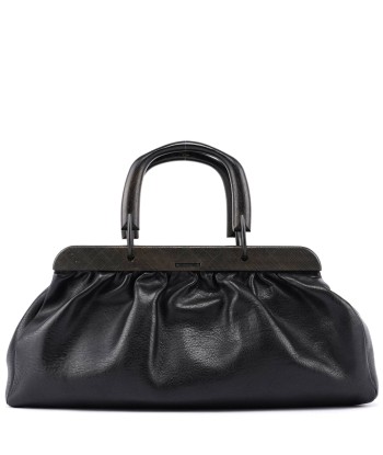 2002 Black Leather Runway Wood Handle Bag Amélioration de cerveau avec