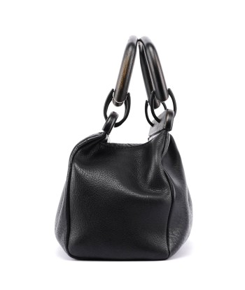 2002 Black Leather Runway Wood Handle Bag Amélioration de cerveau avec