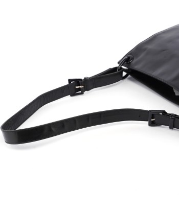 Black Vitello Plastic Hobo Shoulder Bag 2024