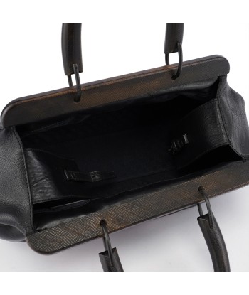 2002 Black Leather Runway Wood Handle Bag Amélioration de cerveau avec